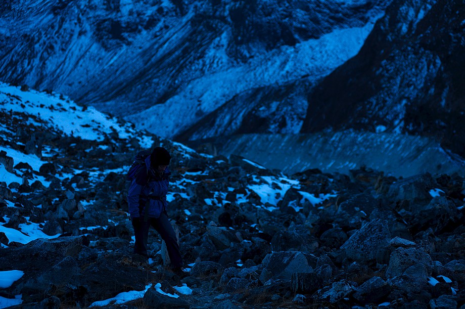 Kawałek za Lamuney, poranny atak na Goecha La (Goecha La trek)